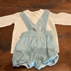 Sal and Pimenta velvet blue shortall set 9m